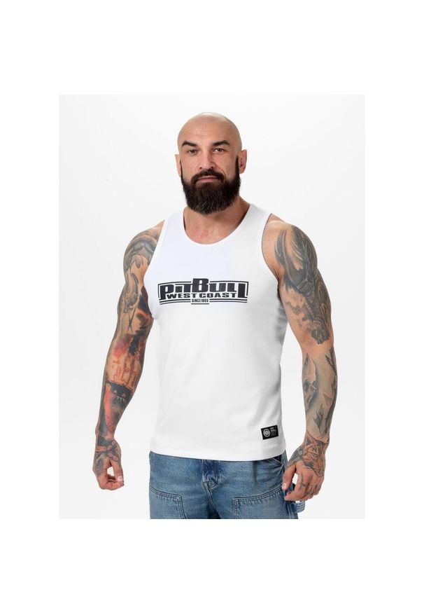 PITBULL - Tank męski Pitbull Top Rib Classic Boxing. Typ kołnierza: polo. Kolor: biały, wielokolorowy, czarny