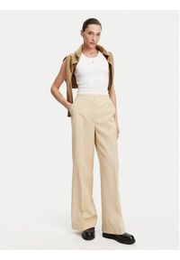 Calvin Klein Spodnie materiałowe K20K208168 Beżowy Wide Leg. Kolor: beżowy. Materiał: bawełna #2