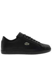Buty Lacoste Powercourt 125 2 SMA 749SMA0081-02H - czarne. Okazja: na co dzień. Zapięcie: sznurówki. Kolor: czarny. Materiał: skóra, guma. Wzór: gładki, aplikacja