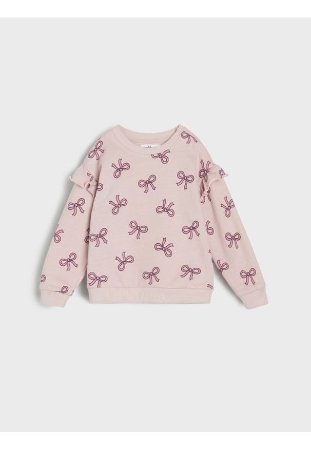 Sinsay - Bluza we wzór w kokardy - różowy. Typ kołnierza: kokarda. Kolor: różowy