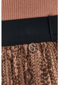 Guess Spódnica kolor brązowy mini rozkloszowana. Kolor: brązowy. Materiał: tkanina, poliester #3