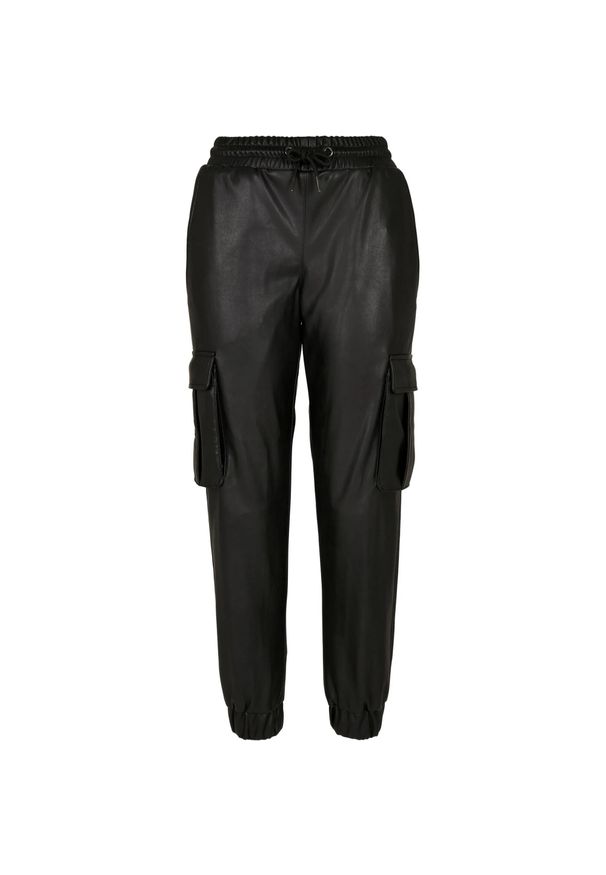 Urban Classics - Spodnie Cargo Damskie Ze Skóry Ekologicznej. Kolor: czarny. Materiał: skóra ekologiczna. Długość: długie