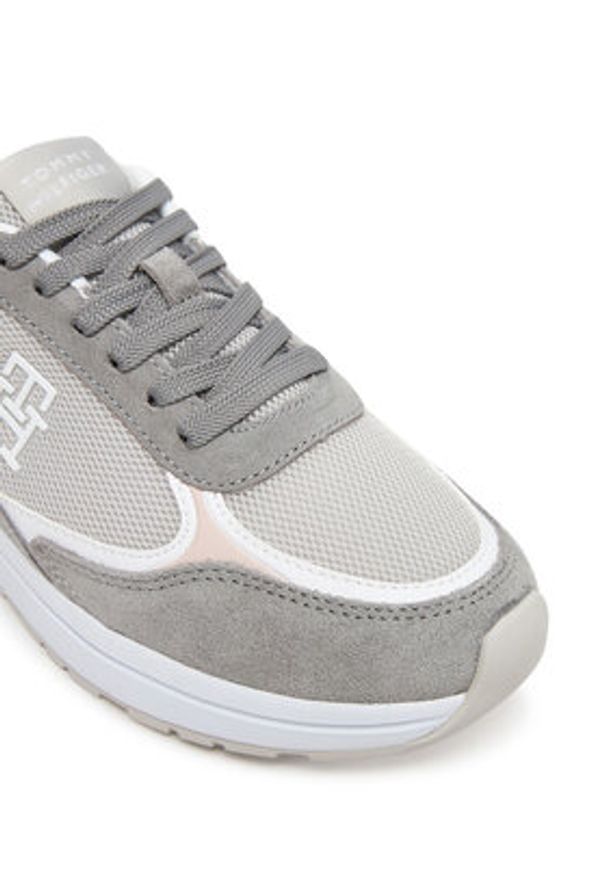 TOMMY HILFIGER - Tommy Hilfiger Sneakersy Casual Fashion Runner Mix FW0FW08324 Szary. Okazja: na co dzień. Kolor: szary. Materiał: materiał
