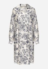 Born2be - Niebieska Wiskozowa Sukienka Koszulowa w Kwiaty Varvesa. Okazja: na co dzień. Typ kołnierza: kołnierzyk klasyczny. Kolor: niebieski. Materiał: wiskoza. Długość rękawa: długi rękaw. Wzór: kwiaty. Typ sukienki: koszulowe. Styl: elegancki, casual, klasyczny #3