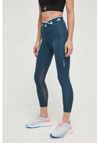 adidas Performance legginsy treningowe Techfit kolor zielony z nadrukiem. Stan: podwyższony. Kolor: zielony. Materiał: skóra, materiał. Technologia: Techfit (Adidas). Wzór: nadruk. Sport: fitness #3