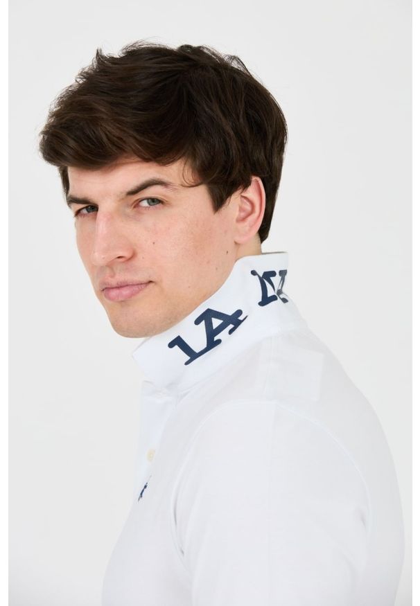 La Martina - LA MARTINA Białe polo z małym logo. Typ kołnierza: polo. Kolor: biały