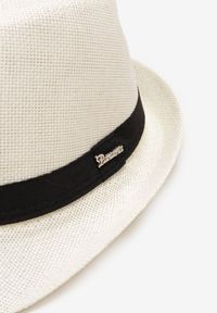 Born2be - Beżowa Pleciony Kapelusz Fedora z Kontrastową Taśmą Zanatia. Kolor: beżowy
