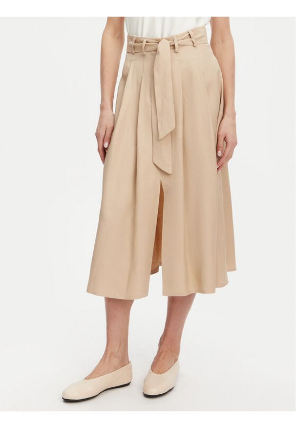 KAOS Spódnica midi RP1CO037 Beżowy Regular Fit. Kolor: beżowy. Materiał: wiskoza