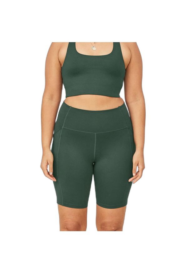 GIRLFRIEND COLLECTIVE - Damskie szorty z wysoką talią Girlfriend Collective Moss. Kolor: zielony. Materiał: materiał. Sport: kolarstwo