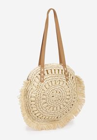 Born2be - Jasnobeżowa Letnia Torebka w Stylu Boho Okrągła z Plecionki Sonatina. Kolor: beżowy. Sezon: lato. Styl: boho #5