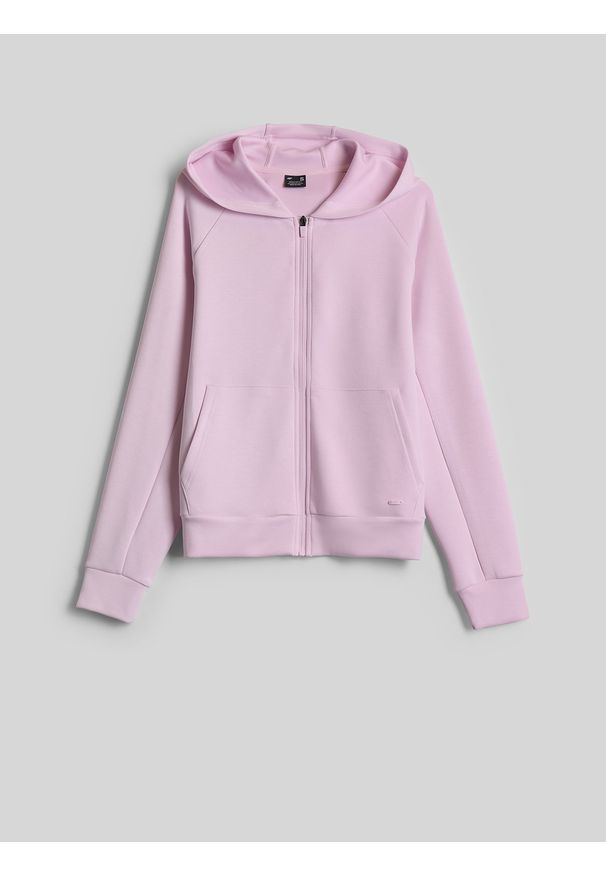 4f - 4F Bluza dresowa regular z kapturem damska - różowa XS. Okazja: na co dzień. Typ kołnierza: kaptur. Kolor: różowy. Materiał: dresówka. Styl: casual