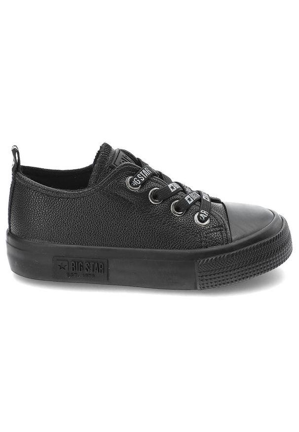 Big-Star - Czarne Trampki Big Star Wsuwane Buty Dziecięce. Zapięcie: bez zapięcia. Kolor: czarny. Materiał: materiał, skóra ekologiczna. Szerokość cholewki: normalna. Wzór: nadruk. Sezon: wiosna
