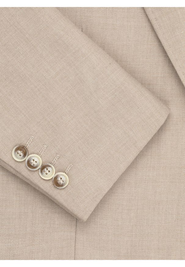 Pako Lorente - PAKO LORENTE – Beżowa marynarka męska bez podszewki. Okazja: na co dzień. Kolor: beżowy. Materiał: jeans. Wzór: gładki. Sezon: wiosna. Styl: casual