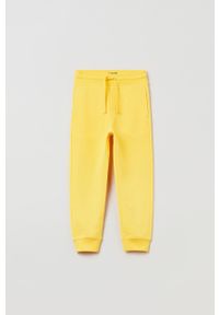 OVS spodnie dresowe dziecięce kolor żółty gładkie. Kolor: żółty. Materiał: dresówka. Wzór: gładki