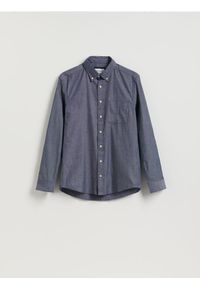 Reserved - Bawełniana koszula regular fit - granatowy. Kolor: niebieski. Materiał: bawełna #1