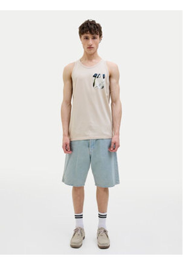 Jack & Jones Tank top Hawaii 12269321 Beżowy Standard Fit. Kolor: beżowy. Materiał: bawełna