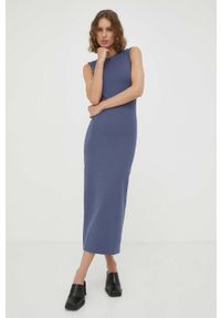Samsoe & Samsoe - Samsoe Samsoe sukienka kolor niebieski maxi dopasowana. Kolor: niebieski. Materiał: materiał, dzianina, wiskoza. Typ sukienki: dopasowane. Styl: klasyczny. Długość: maxi #2