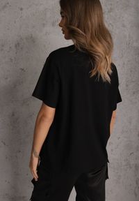 Renee - Czarny Bawełniany T-shirt o Kroju Oversize Neduna. Okazja: na co dzień. Kolor: czarny. Materiał: bawełna. Styl: casual, elegancki #7