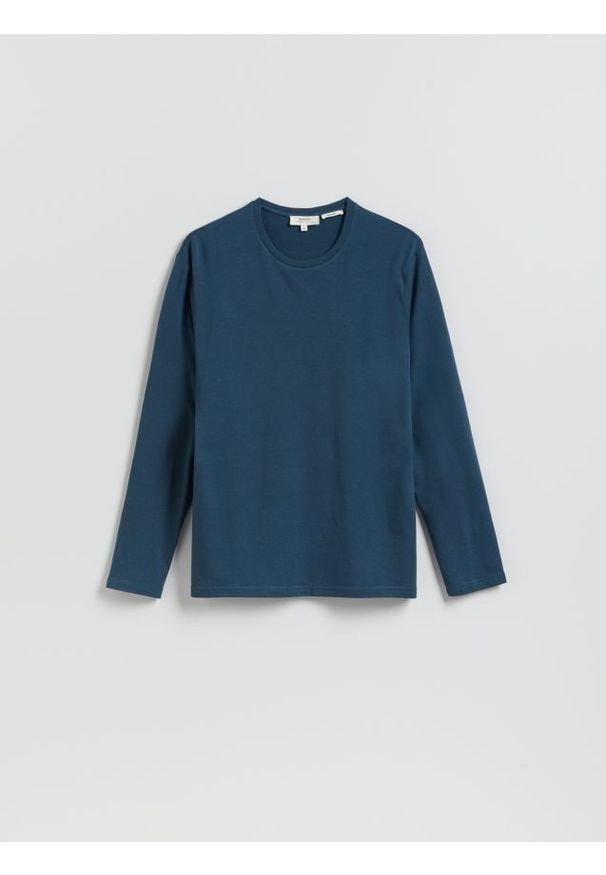 Reserved - Longsleeve regular z włóknem bambusowym - granatowy. Kolor: niebieski. Materiał: włókno. Długość rękawa: długi rękaw