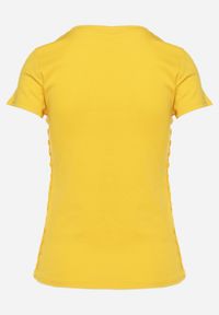 Born2be - Żółta Bawełniana Bluzka z Koronką po Bokach Albeiga. Kolor: żółty. Materiał: bawełna, koronka. Wzór: koronka #6