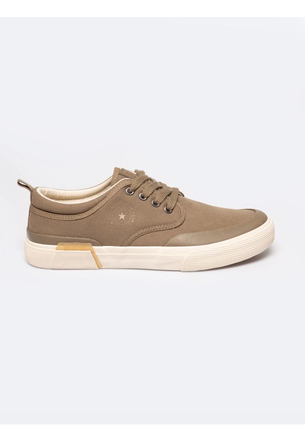Big-Star - Trampki męskie niskie khaki RR174064 303. Okazja: na co dzień, na spacer. Kolor: zielony. Materiał: guma, materiał. Styl: elegancki, casual