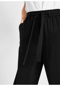 Spodnie culotte z lejącej wiskozy bonprix czarny. Kolor: czarny. Materiał: wiskoza #6