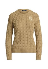 Lauren Ralph Lauren Sweter 200932223005 Beżowy Slim Fit. Kolor: beżowy. Materiał: bawełna
