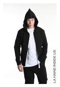 La Haine Inside Us Bluza | 3M M1166 | Mężczyzna | Czarny. Okazja: na co dzień. Typ kołnierza: kaptur. Kolor: czarny. Materiał: wiskoza, elastan. Wzór: aplikacja. Styl: casual, elegancki #5