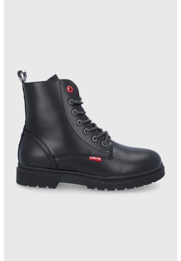 Levi's® - Levi's Workery dziecięce kolor czarny. Okazja: na spotkanie biznesowe. Nosek buta: okrągły. Zapięcie: sznurówki. Kolor: czarny. Obcas: na platformie. Styl: biznesowy