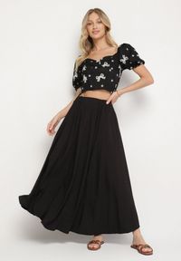Born2be - Czarna Rozkloszowana Spódnica z Wiskozą Zisene. Okazja: na co dzień. Kolor: czarny. Materiał: wiskoza. Styl: klasyczny, elegancki, casual #6