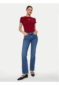 Tommy Jeans T-Shirt Essential DW0DW18397 Bordowy Slim Fit. Kolor: czerwony. Materiał: bawełna #4
