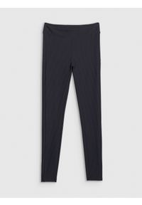 4f - 4F Legginsy dzianinowe prążkowane damskie - czarne XXL. Okazja: na co dzień. Stan: podwyższony. Kolor: czarny. Materiał: dzianina, prążkowany. Długość: długie. Wzór: gładki. Styl: casual #1