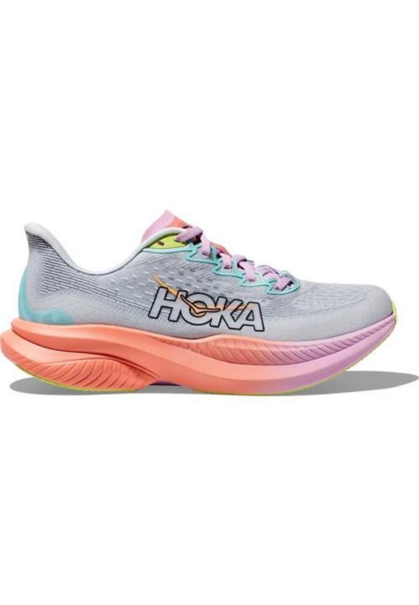 Buty do biegania damskie Hoka One One Mach 6 Illusion. Zapięcie: sznurówki. Kolor: szary. Materiał: syntetyk, tkanina, materiał. Szerokość cholewki: normalna