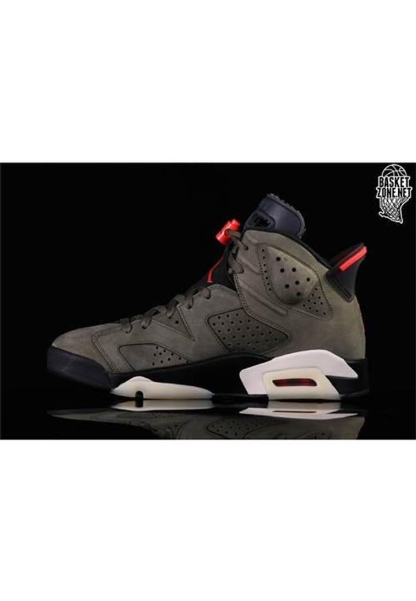 Buty do chodzenia męskie Nike Air Jordan 6 Retro Sp Travis Scott. Zapięcie: sznurówki. Kolor: zielony. Materiał: guma, materiał, skóra, syntetyk. Szerokość cholewki: normalna. Sport: turystyka piesza