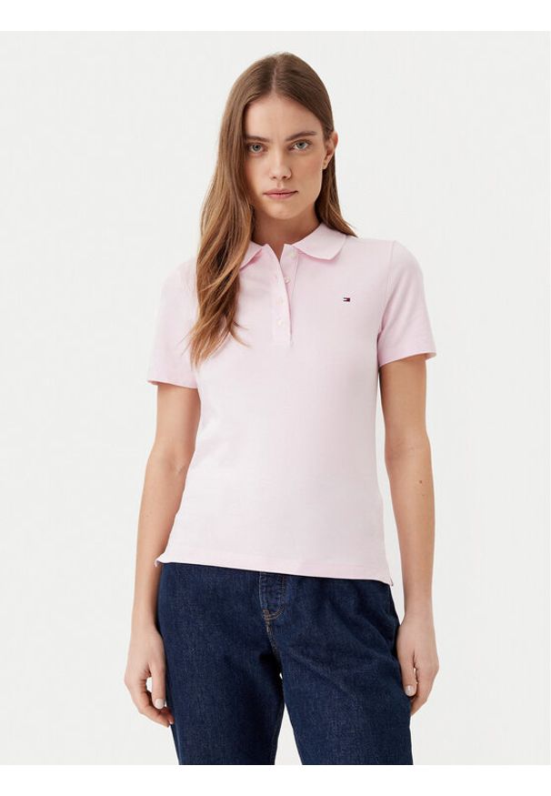 TOMMY HILFIGER - Tommy Hilfiger Polo 1985 WW0WW43225 Różowy Slim Fit. Typ kołnierza: polo. Kolor: różowy. Materiał: bawełna