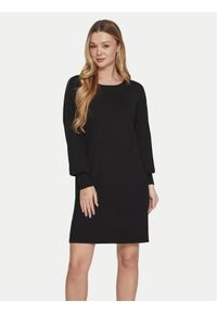 Vila Sukienka dzianinowa Cilja 14099478 Czarny Relaxed Fit. Kolor: czarny. Materiał: wiskoza #1