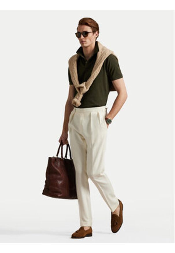 Polo Ralph Lauren Polo 710680784197 Zielony Custom Slim Fit. Typ kołnierza: polo. Kolor: zielony. Materiał: bawełna