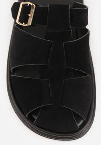 Born2be - Czarne Klapki z Paskami i Kwadratową Sprzączką Olyndar. Okazja: na co dzień. Kolor: czarny. Materiał: jeans. Sezon: lato. Styl: casual #3