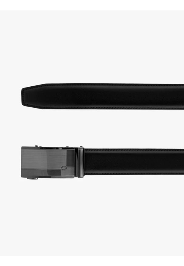 Ryłko - Czarny pasek ze skóry licowej. Kolor: czarny. Materiał: skóra. Styl: klasyczny, street