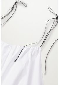 mango - Mango Sukienka bawełniana BIBI kolor biały mini rozkloszowana. Kolor: biały. Materiał: bawełna. Długość rękawa: na ramiączkach. Typ sukienki: rozkloszowane. Długość: mini #3