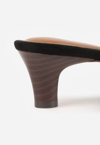 Born2be - Czarne Klapki VICES na Kaczuszkowym Obcasie z Przeplatanymi Paskami Merose. Okazja: na co dzień. Kolor: czarny. Materiał: jeans. Wzór: paski. Obcas: na obcasie. Styl: casual, elegancki. Wysokość obcasa: średni #4