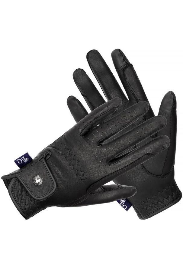 EQUESTRIAN QUEEN - Rękawiczki jeździeckie Equestrian Queen Mauritius skórzane. Kolor: czarny. Materiał: skóra. Sport: jeździectwo
