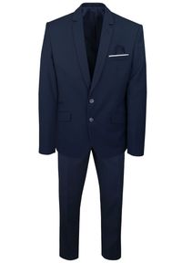 Męski, Taliowany Garnitur (Wesele, Studniówka) - Casino - Granat. Materiał: poliester, wiskoza #1
