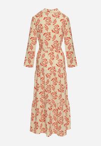 Born2be - Jasnobeżowa Koszulowa Sukienka z Podwijanymi Rękawami Zapinana na Guziki z Paskiem w Pasie Illnara. Okazja: na co dzień. Kolor: beżowy. Długość rękawa: długi rękaw. Typ sukienki: koszulowe. Styl: elegancki, casual, klasyczny #3