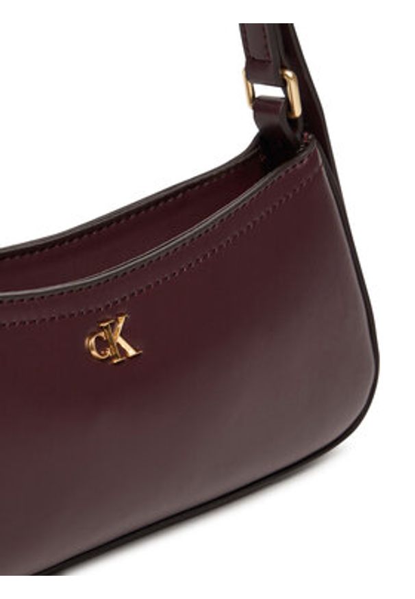 Calvin Klein Torebka Ck Small Shoulder Bag LV04F3170G Bordowy. Kolor: czerwony. Materiał: skórzane