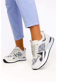 Casu - Szare sneakersy na platformie buty sportowe sznurowane casu 8211-3. Kolor: szary, wielokolorowy, srebrny. Obcas: na platformie #1