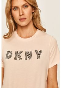 DKNY - Dkny - T-shirt. Okazja: na co dzień. Kolor: pomarańczowy. Materiał: bawełna, materiał, dzianina, elastan. Wzór: nadruk. Styl: casual #4