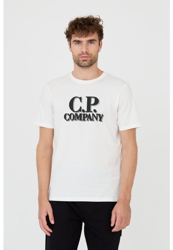 C.P. Company - C.P. COMPANY Biały męski t-shirt Short Sleeve, Rozmiar XXL. Kolor: biały. Długość rękawa: krótki rękaw. Długość: krótkie