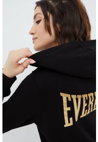 EVERLAST - Everlast bluza bawełniana damska kolor czarny z kapturem z aplikacją. Okazja: na co dzień. Typ kołnierza: kaptur. Kolor: czarny. Materiał: bawełna. Wzór: aplikacja. Styl: casual