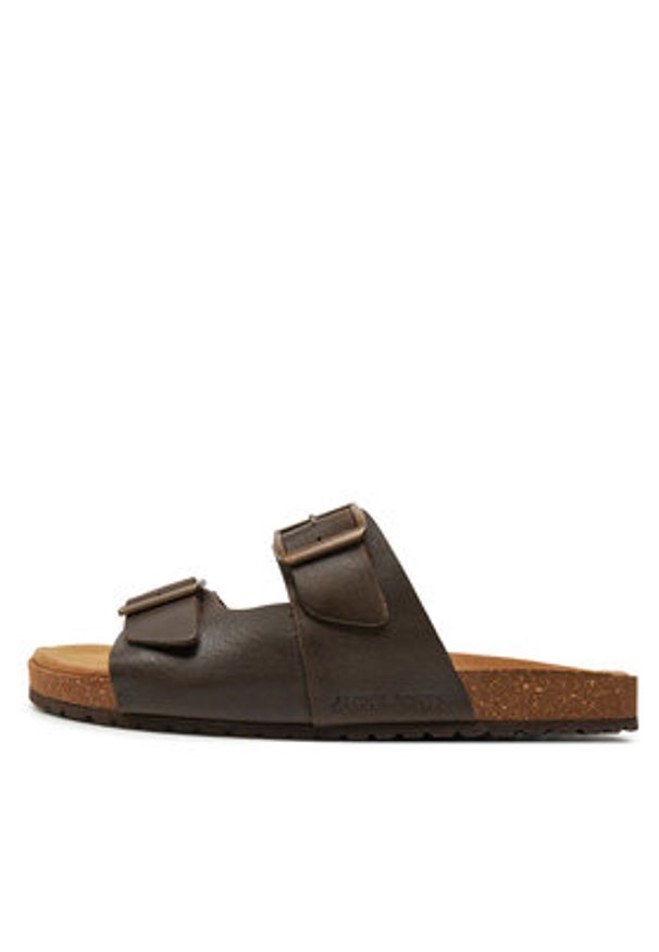 Jack & Jones - Jack&Jones Klapki Louis 12231423 Brązowy. Kolor: brązowy. Materiał: skóra